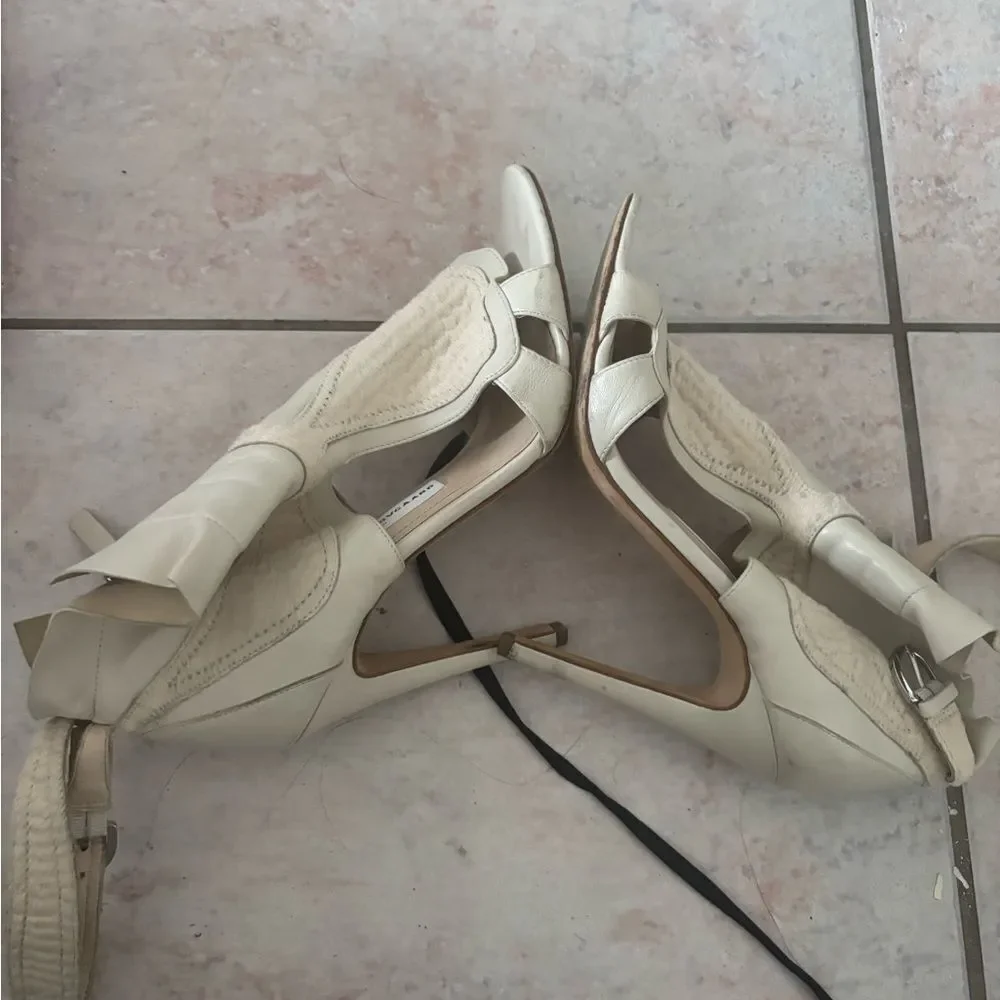 Camilla Skovgaard calf buckle dress shoes High Heel Sandals tribal fur open toe